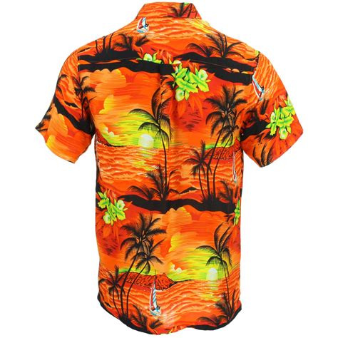 Camisa Hawaiana Para Hombre De Manga Corta Fiesta Aloha Playa Stag Palmeras Ebay