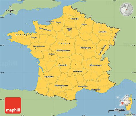 Savanna Style Simple Map Of France Single Color Outside