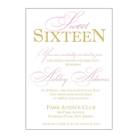 Classic Sweet 16 Invitation Sweet Sixteen Invitations All That Glitters Invitations