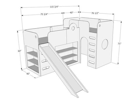 I've got you covered with the plans! Dimensions of Loft Beds L28 (With images) | Loft bed, Bed with slide, Play houses