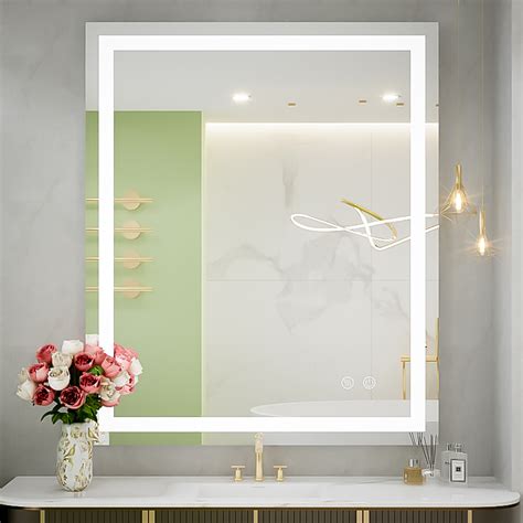Kahnpan 30x36 Inch Led Mirror Bathroom Mirror With Lights Frameless
