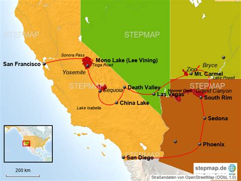 Stepmap Rundreise Usa Landkarte Für Usa