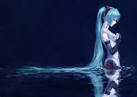 Vocaloid Hatsune Miku Blue Hair Detached Sleeves Wallpaper Hatsune