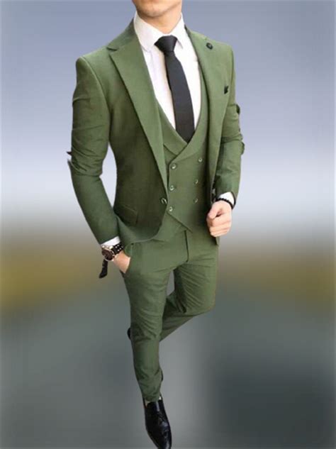 Men Suits Green 3 Piece Slim Fit Formal Fashion Wedding Suit Etsy