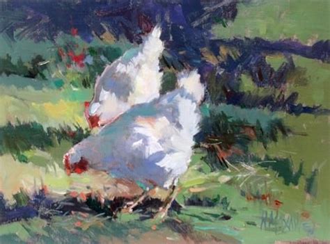 Daily Paintworks Original Fine Art Mary Maxam Chicken Painting