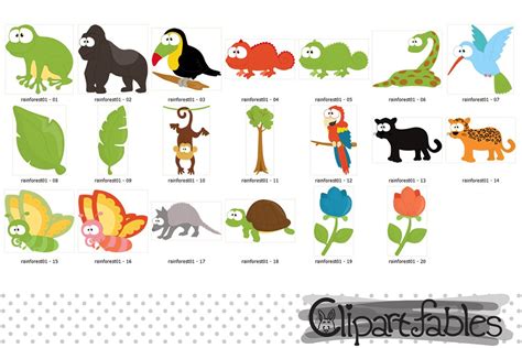 Rainforest Clipart Cute Wild Animals Clip Art Jungle Art 151207