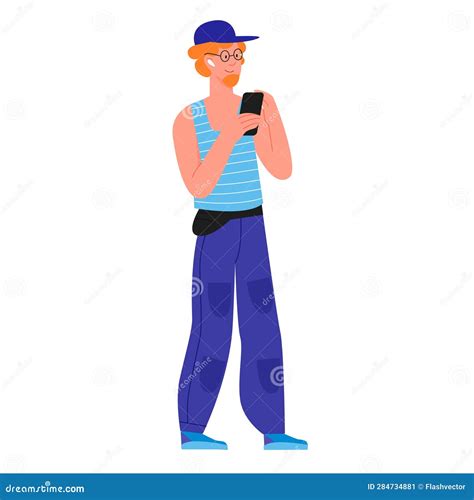 Young Boy Chatting On Mobile Stock Vector Illustration Of Mobile