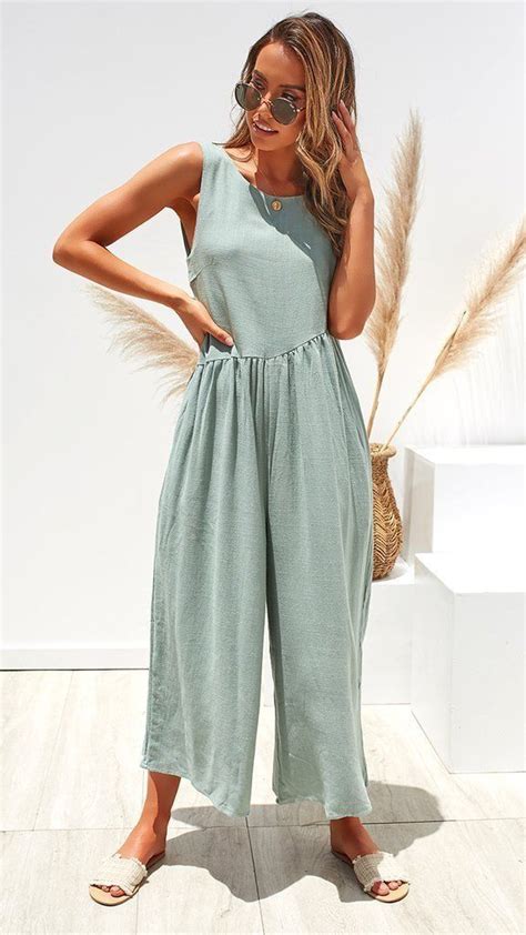 Summer Thin Open Back Casual Jumpsuits In 2020 Casual Jumpsuit