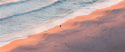 Download Wallpaper 2560x1080 Beach Silhouette Aerial View Sea Coast