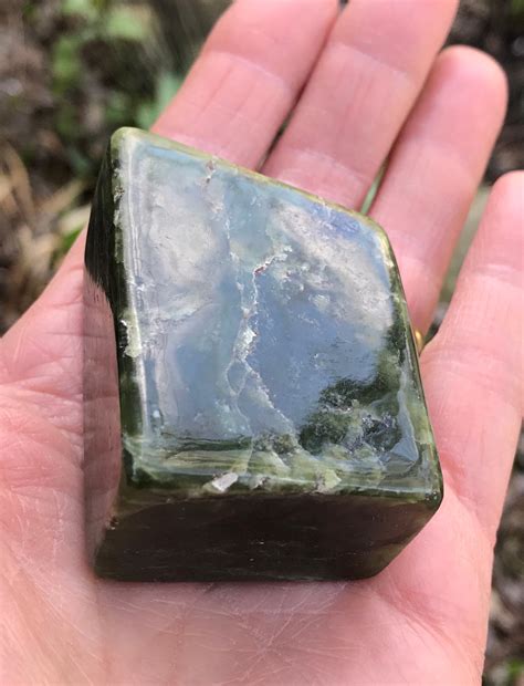 Jade Nephrite Standing Stone Deep Green Polished Stone Grams