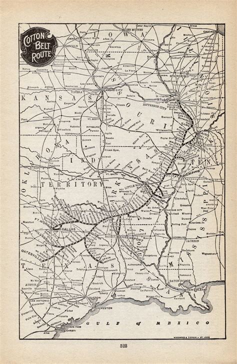 1906 Antique Cotton Belt Route Railway System Map St Louis Etsy