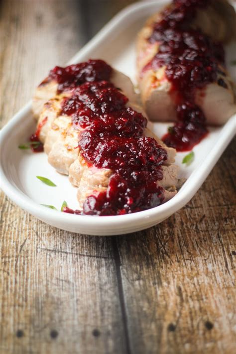 The tenderloin is pan seared until crisp and brown, then perfectly cooked in the oven, resulting in ultra tender and juicy meat. Pork Tenderloin with Chipotle Cranberry Sauce - The ...