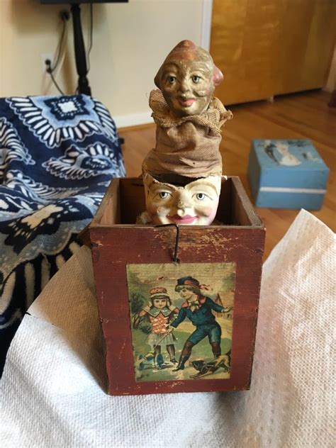 1900s Very Rare Vintage Antique Jack In The Box Type Made With Two Doll