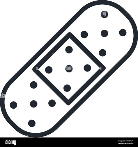 diseño de icono de línea de vendaje adhesivo de atención médica y tema de emergencia ilustración