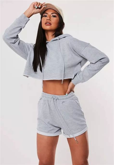 Grey Oversized Hoodie And Shorts Co Ord Set Missguided Clothing For