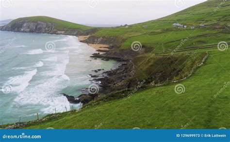 Aerial View Over The Amazing Green Dingle Peninsula At The Irish West