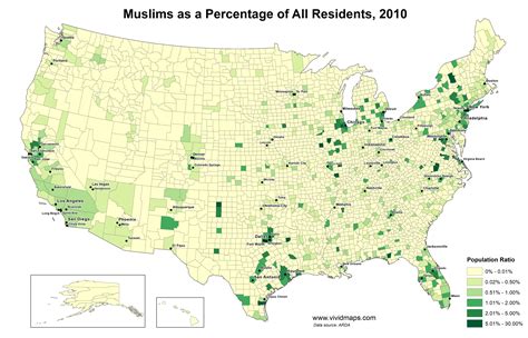 The Percentage Of Muslims In The Us 1980 2010 Vivid Maps