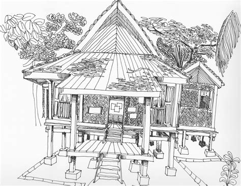 Gambar lukisan rumah adat joglo gambar con sumber : udangmerah.blogspot: lukisan rumah kedah dan perlis