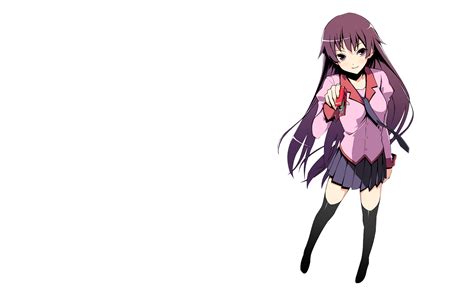 Long Hair Purple Hair Monogatari Series Senjougahara Hitagi Anime