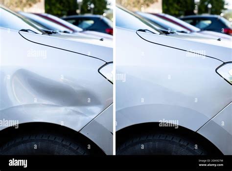 Photo Of Car Dent Repair Before And After Stock Photo Alamy