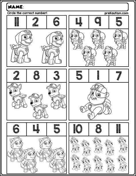Free Paw Patrol Number Worksheets Math Activities Preschool Teachers