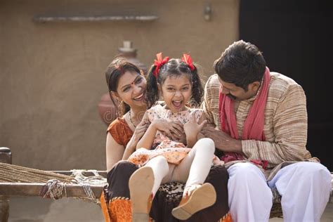 Loving Indian Parents And Daughter At Village Stock Photo Image Of