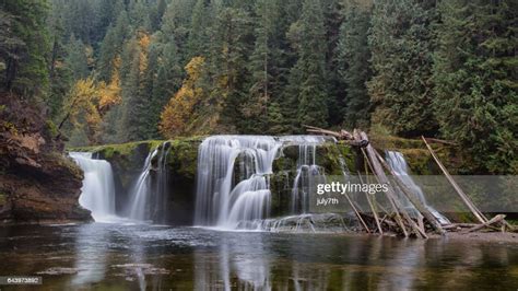 Lewis River Falls Ford Pinchot National Forest High Res Stock Photo