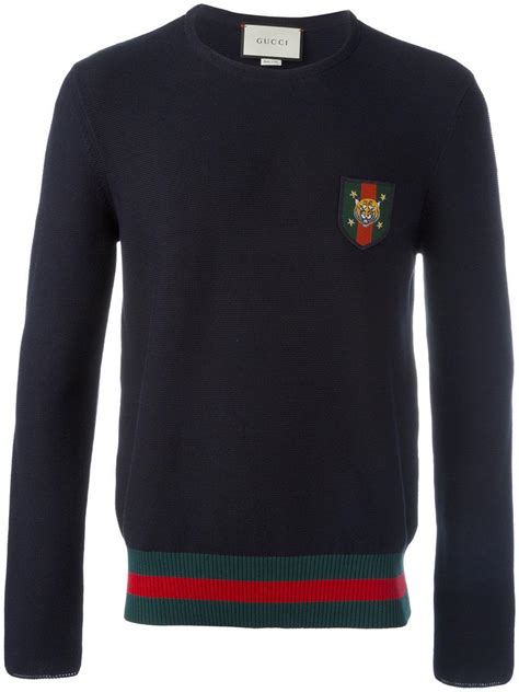 Lyst Gucci Web Patch Jumper In Blue For Men