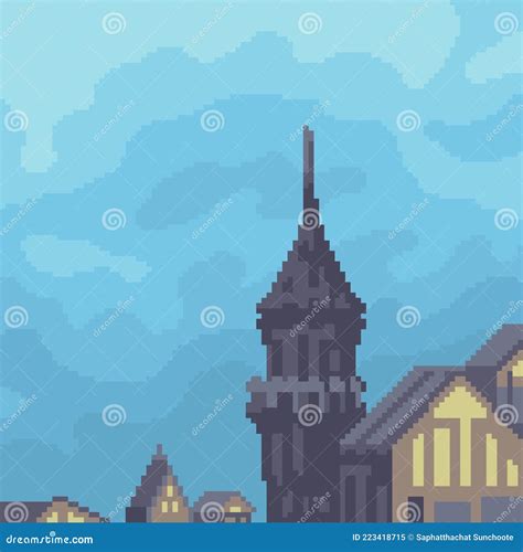 Pixel Art Fantasy Castle Roof Stock Vector Illustration Of Doodle