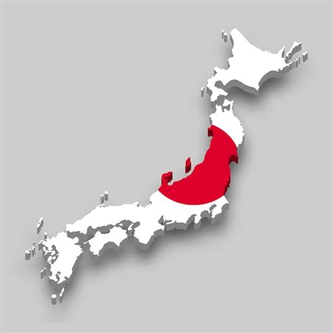 Mapa Isométrico 3d De Japón Con Bandera Nacional Vector Premium