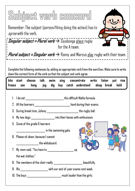 Subject And Verb Agreement Subject Verb Agreement Worksheet Subject Verb Agreement Carlton