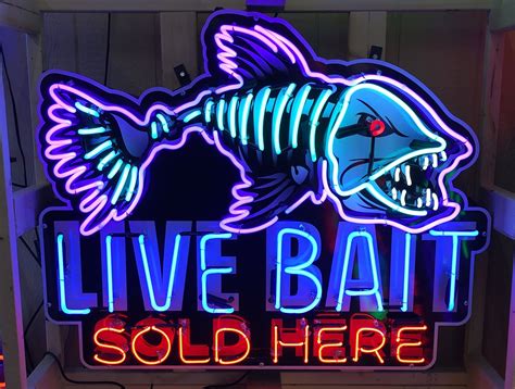 Animated Neon Signs Live Bait Sold Here Signs Live Bait Signs