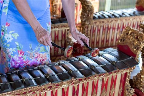 Manos De La Mujer E Instrumento De Música Tradicional Del Balinese