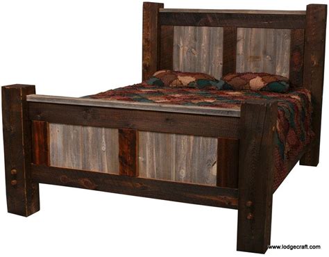 Natural Barnwood Bed Made Of Reclaimed Treated And Finished Old Wood