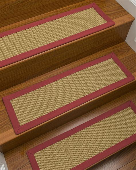 Naturalarearugs Handcrafted Devon Sisal Carpet Stair Treads Red 9 X