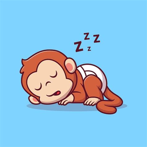 Premium Vector Cute Monkey Baby Sleeping Cartoon Vector Icon