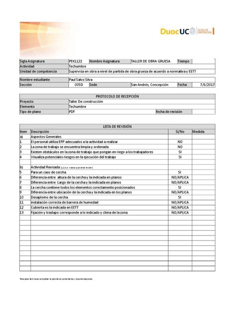 Lista De Chequeo Ladrillo Ingeniería De Edificación Prueba