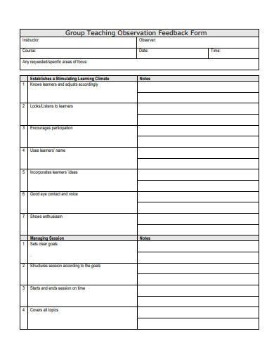teacher feedback form templates     premium templates
