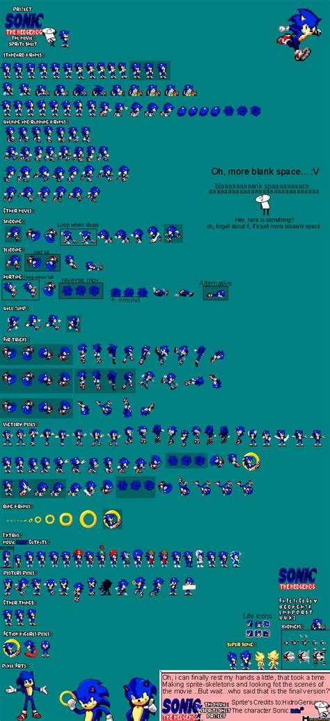 Sonic The Hedgehog The Moviesprite Sheet 25v By Hidrogeniuns On