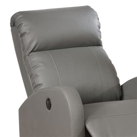 Ac Pacific Sean Grey Faux Leather Upholstered Powered Reclining Massage Chair In The Recliners