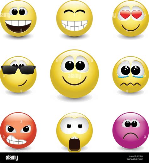 Smiley Faces Expressing Different Feelings Stock Vector Image And Art Alamy