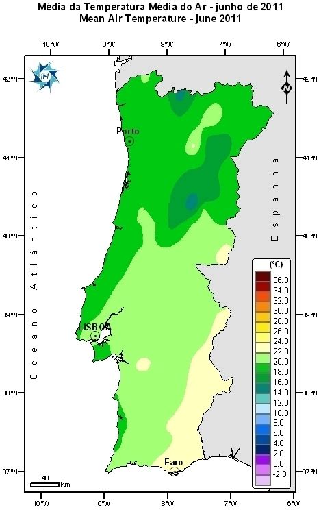 mapas de temperaturas médias de portugal continental durante o ano
