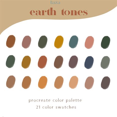 Earth Tones Procreate Color Palette Color Swtach Color Etsy