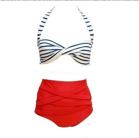 Hw2016 New Swimwear Bandage Bikini Promotional Sexy Retro Pinup Rockabilly Vintage High Waist