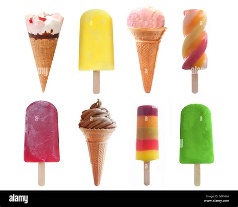 Selection Of Ice Cream Ice Lollies And Popsicle Flavors As A Selection