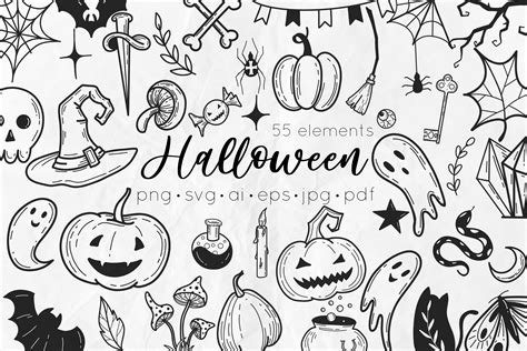 Spooky Doodles Halloween Svg Clipart Design Cuts