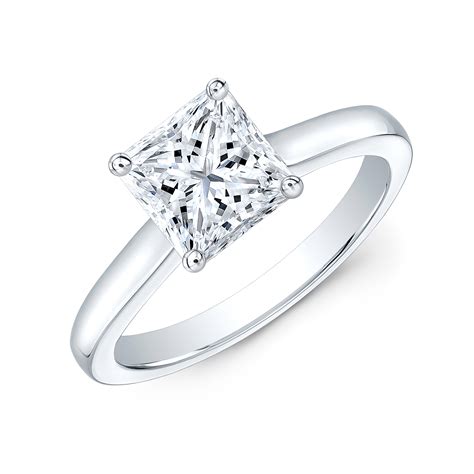 Ct Princess Cut Natural Diamond Classic Prong Solitaire Engagement