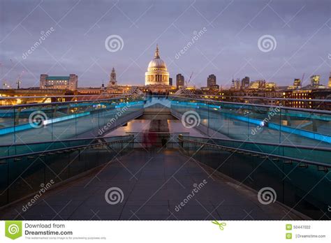 Millennium Bridge And St Paul S Cathedral London Editorial