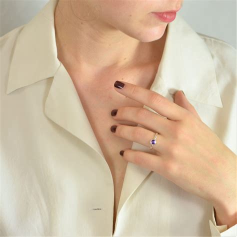February Birthstone Ring With Amethyst Gemstone In Sterling Silver
