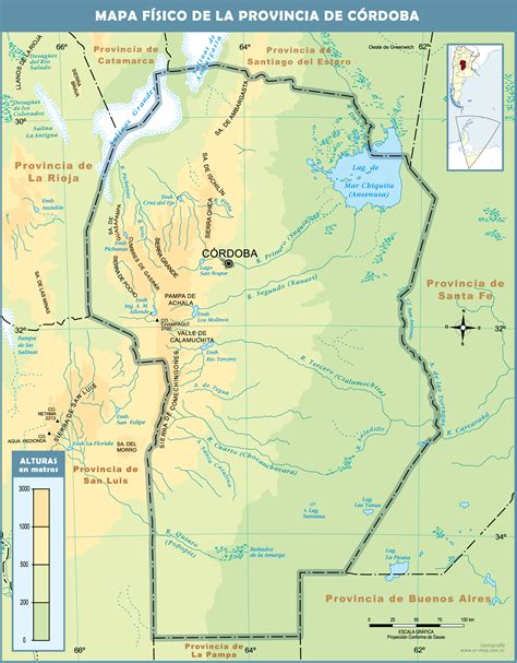 Mapa de Cordoba - Mapa Físico, Geográfico, Político, turístico y Temático.